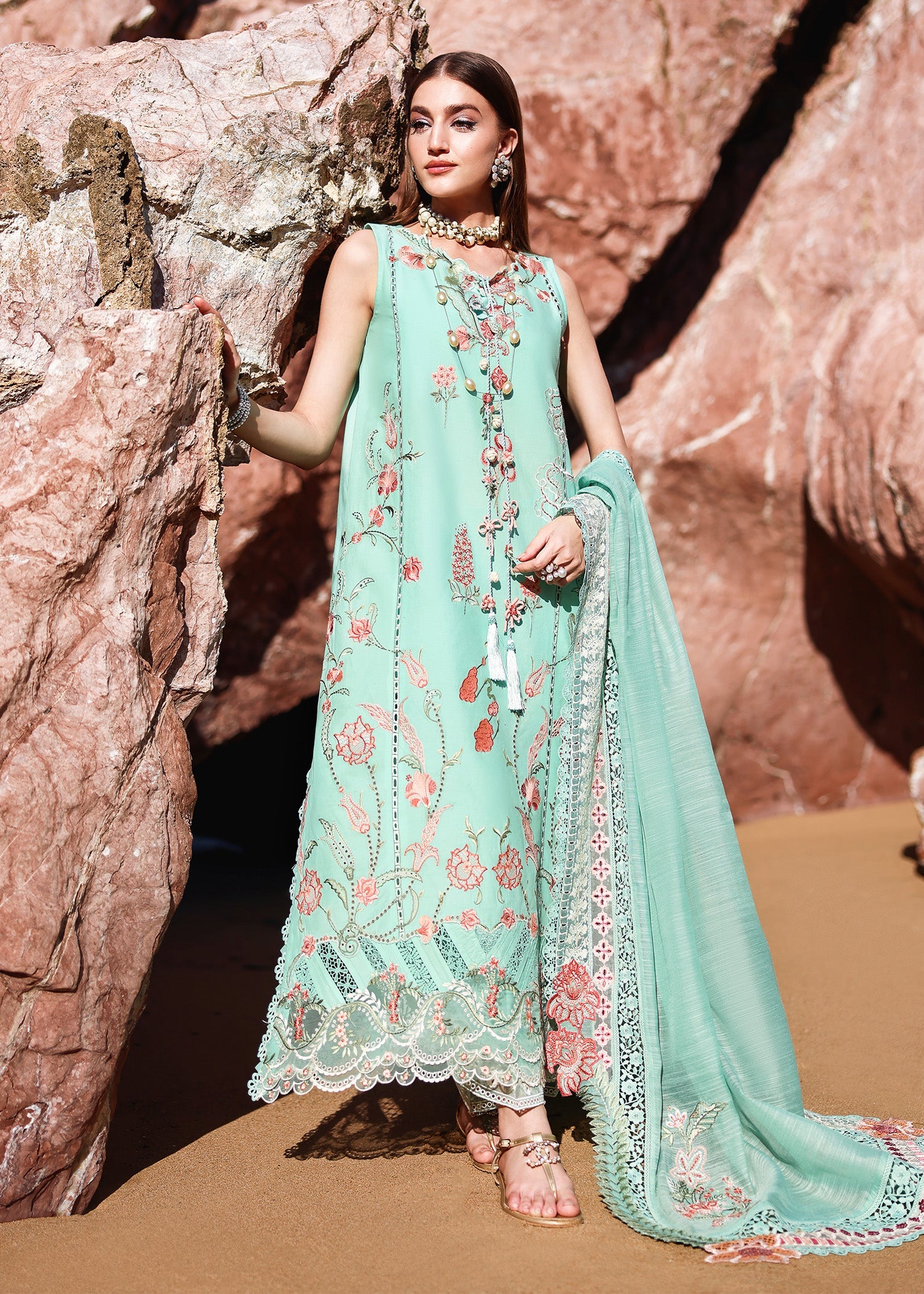 Sea Green Pakistani Lawn Suit