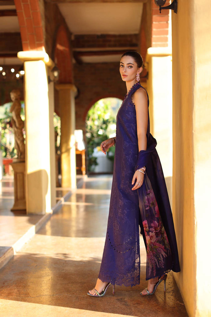 Saadia Asad Luxury Eid Schiffli Laserkari Lawn – D2 - A - Aloura