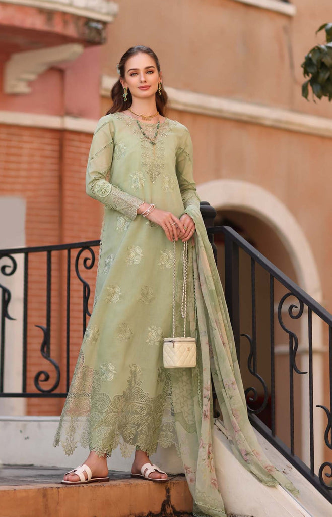 Saadia Asad Noor Eid Luxe Printskhaas Lawn – D2 - A - Opal Mint