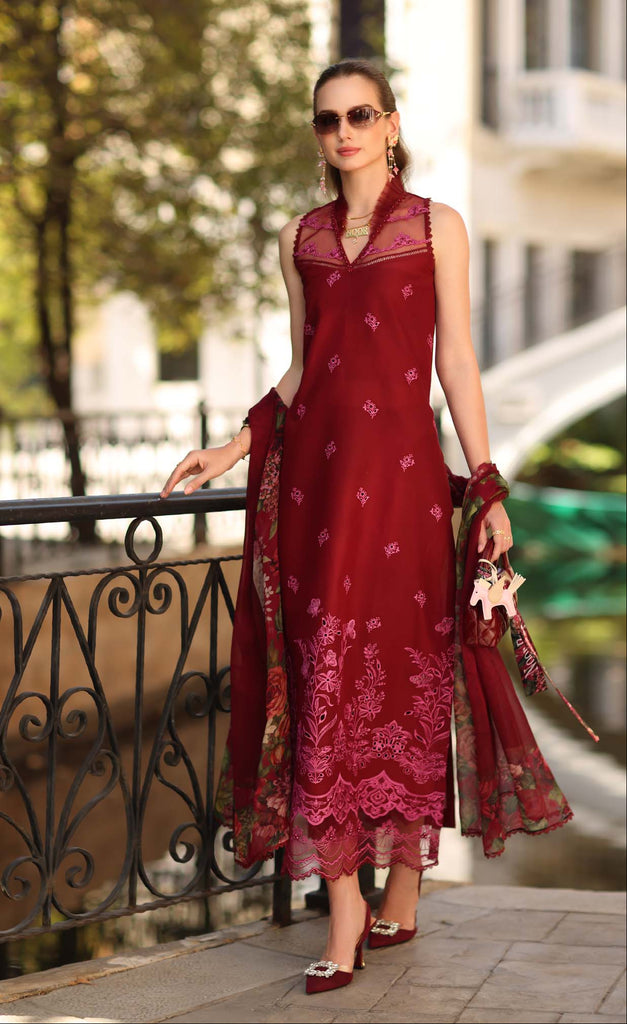 Saadia Asad Noor Eid Luxe Printskhaas Lawn – D1 - A -  Ruby