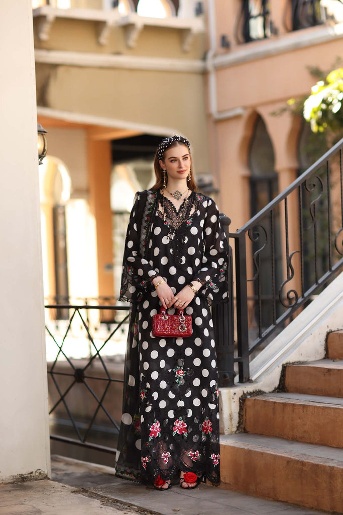 Saadia Asad Noor Eid Luxe Printskhaas Lawn – D4 - A - Black Polka