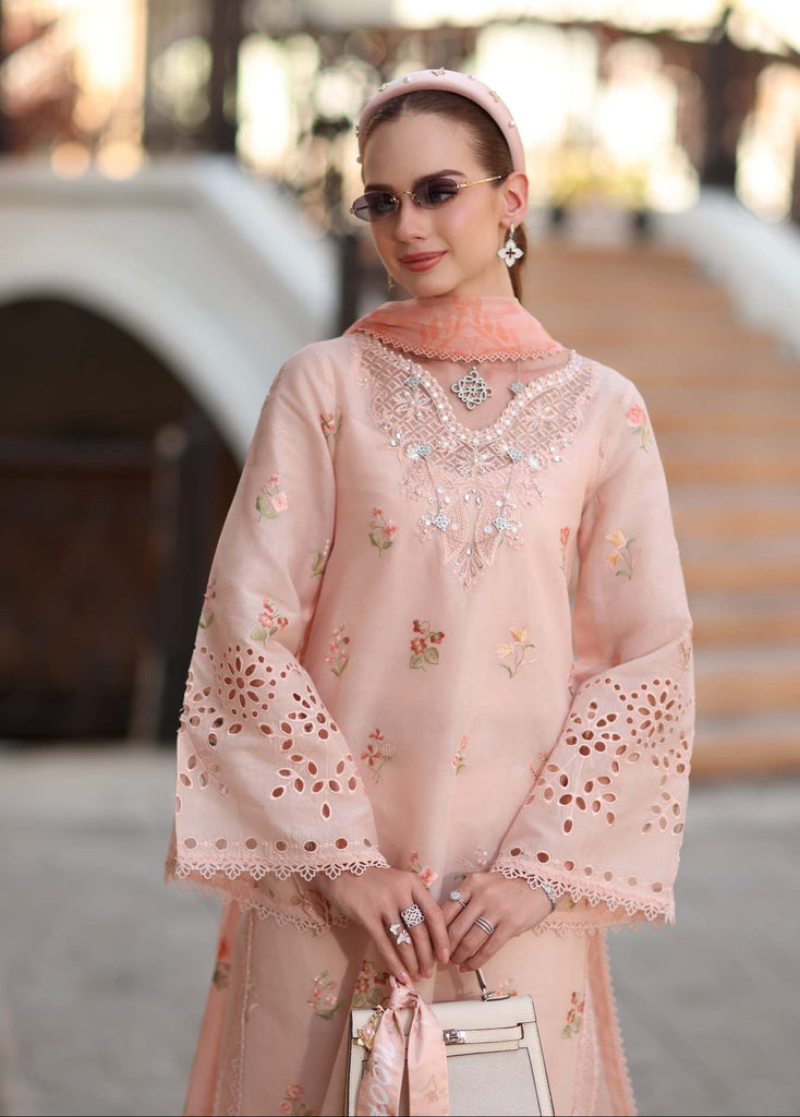 Saadia Asad Noor Eid Luxe Printskhaas Lawn – D8 - B - Peach Blush