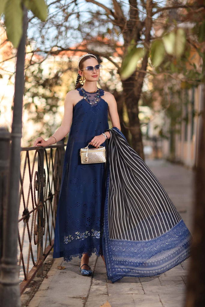 Saadia Asad Noor Eid Luxe Printskhaas Lawn – D7 - B -Sapphire Blue