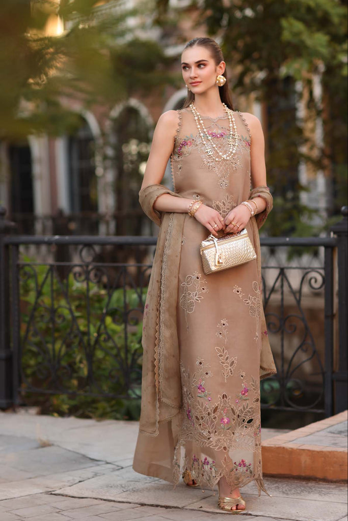 Saadia Asad Noor Eid Luxe Printskhaas Lawn – D5 - B - Warm Biscotti