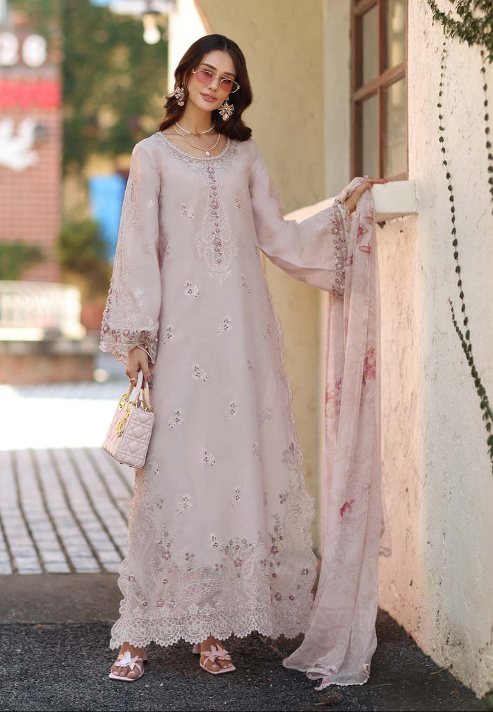 Saadia Asad Noor Luxe Chikankari Lawn – D7 - A - Soft Rose Mink