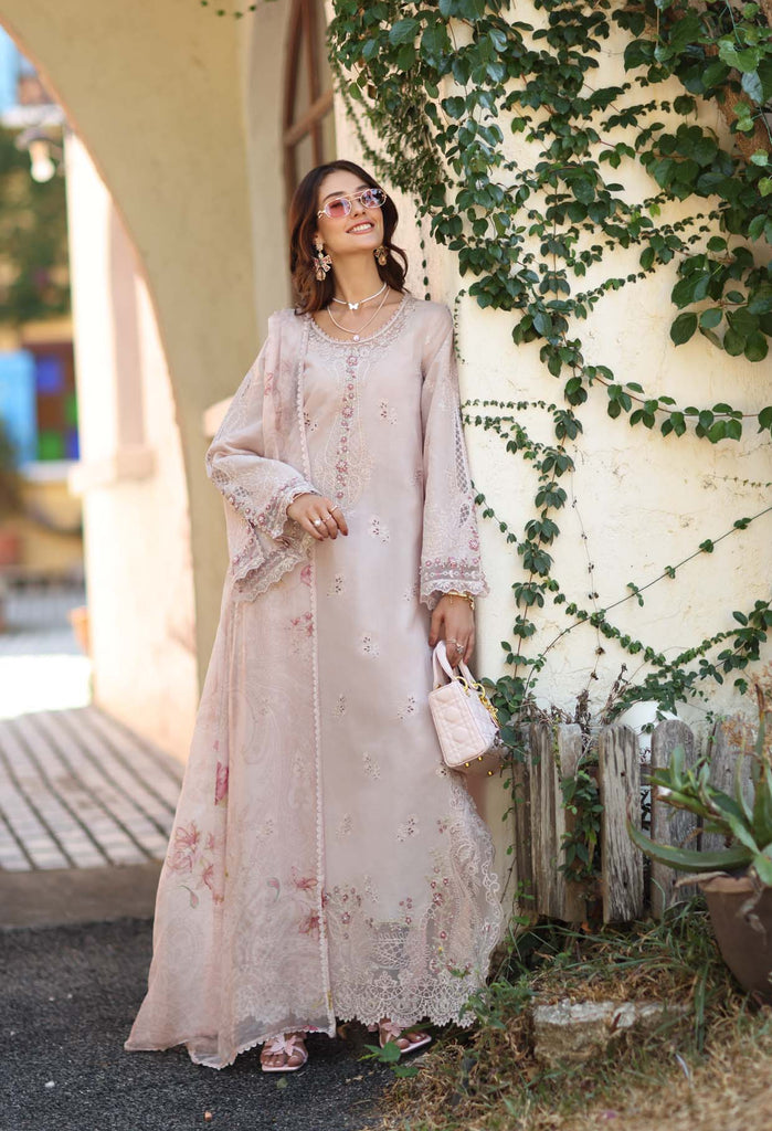 Saadia Asad Noor Luxe Chikankari Lawn – D7 - A - Soft Rose Mink