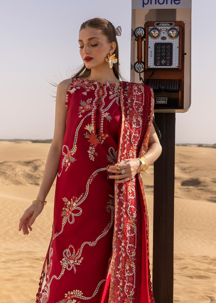 Crimson Flow Luxury Lawn  – Twirls And Ties - D8 B