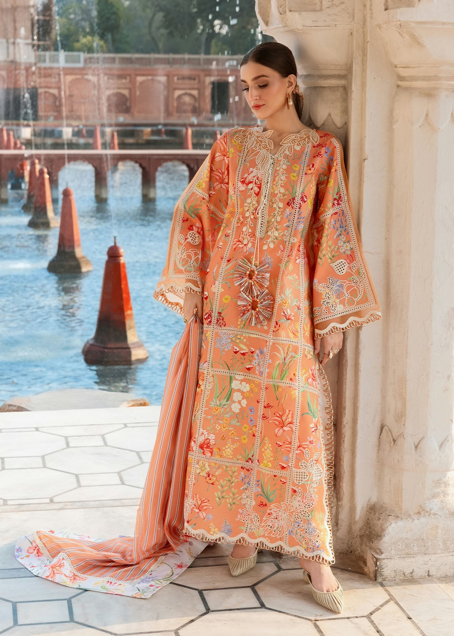 orange lawn dress Orange Pakistani Lawn Suit