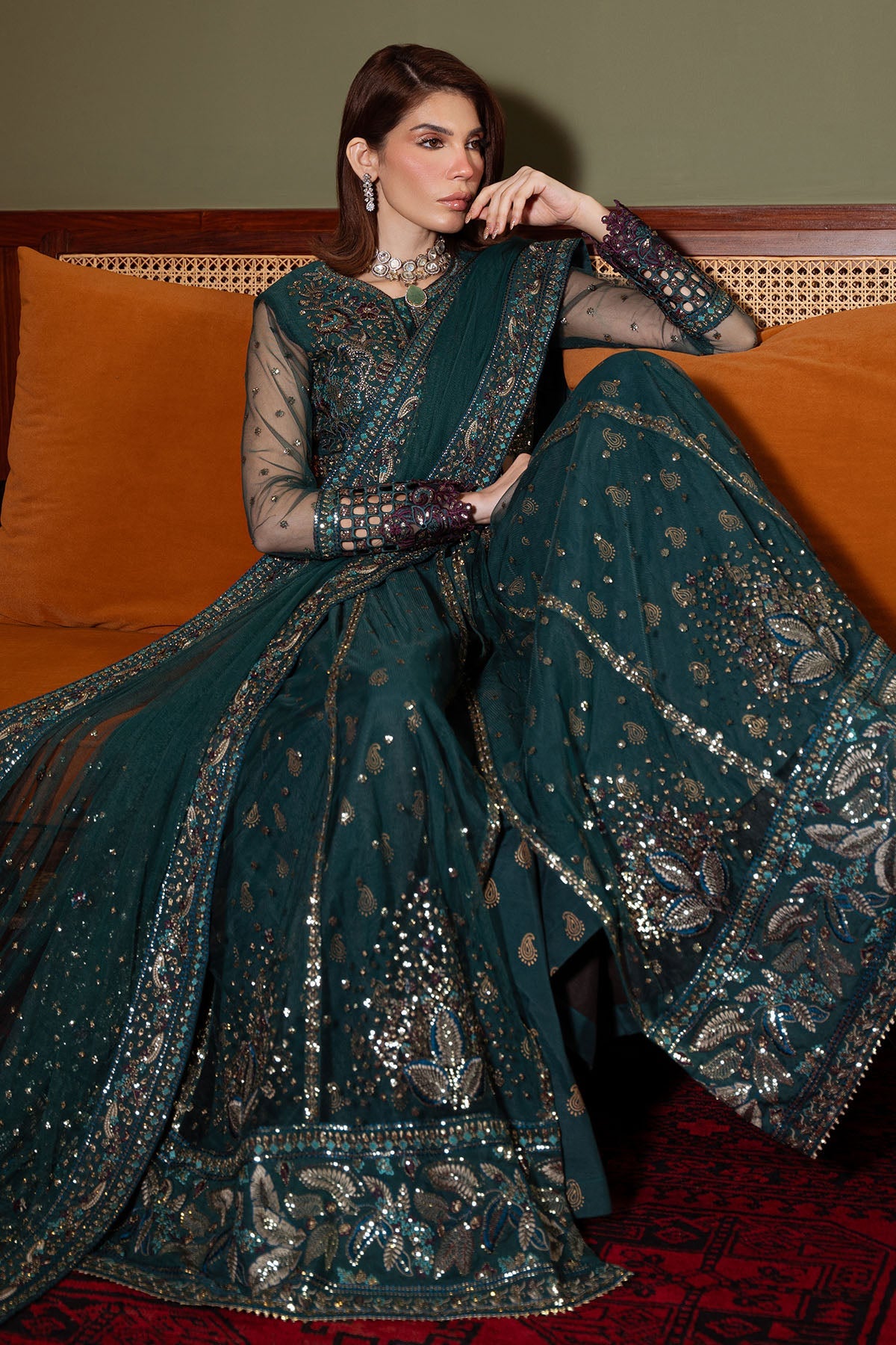 Nureh Elaya Green Net Pakistani Dress | Formal Mehndi & Wedding Wear | NEL-84 YourLibaas Nureh Elaya Green Net Pakistani Dress | Formal Mehndi & Wedding Wear | NEL-84 YourLibaas