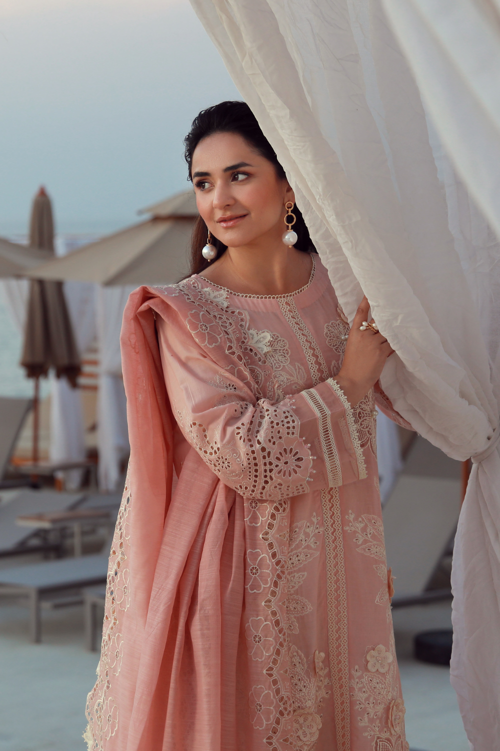 Gulmina Luxury Lawn Suit: Pink Lilly - Exquisite Pakistani Dress Worn by Yumna Zaidi YourLibaas Gulmina Luxury Lawn Suit: Pink Lilly - Exquisite Pakistani Dress Worn by Yumna Zaidi YourLibaas