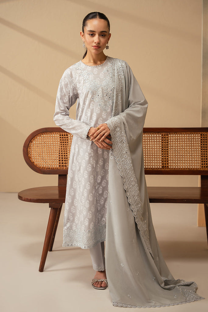 Cross Stitch Embroidered Mahiri Lawn – PEARL BLUE