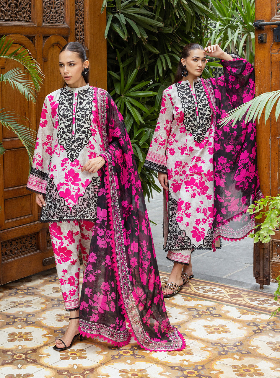 Zainab Chottani Nysa White & Pink Floral Pakistani Lawn Suit | Embroidered Summer Dress YourLibaas Zainab Chottani Nysa White & Pink Floral Pakistani Lawn Suit | Embroidered Summer Dress YourLibaas