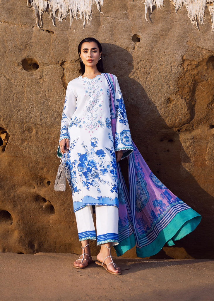 Sadaf Fawad Khan Siraa Everyday Lawn – Blue Pottery