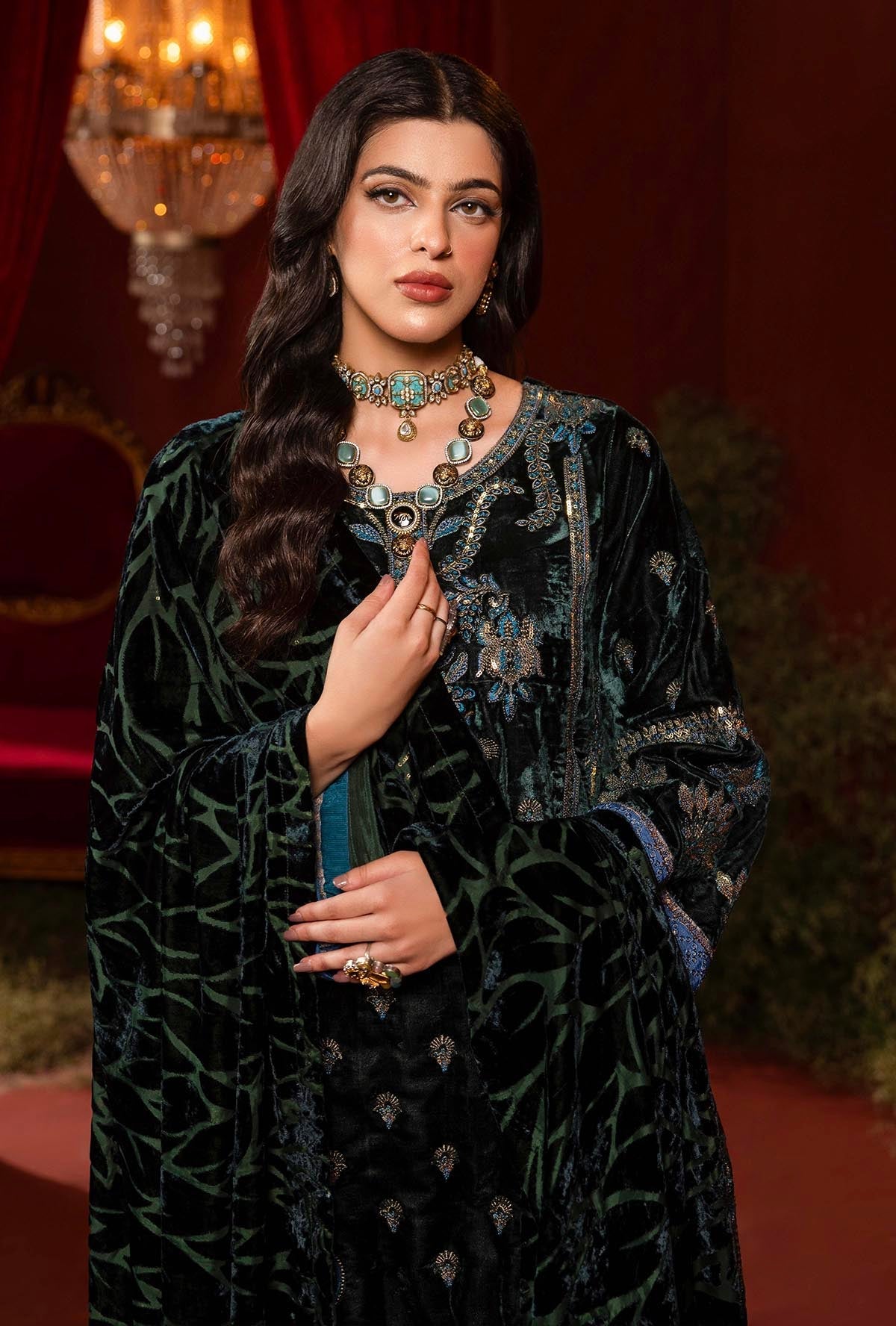 Adan's Libas Black Velvet Party Wear Pakistani Suit - 1411 YourLibaas Adan's Libas Black Velvet Party Wear Pakistani Suit - 1411 YourLibaas