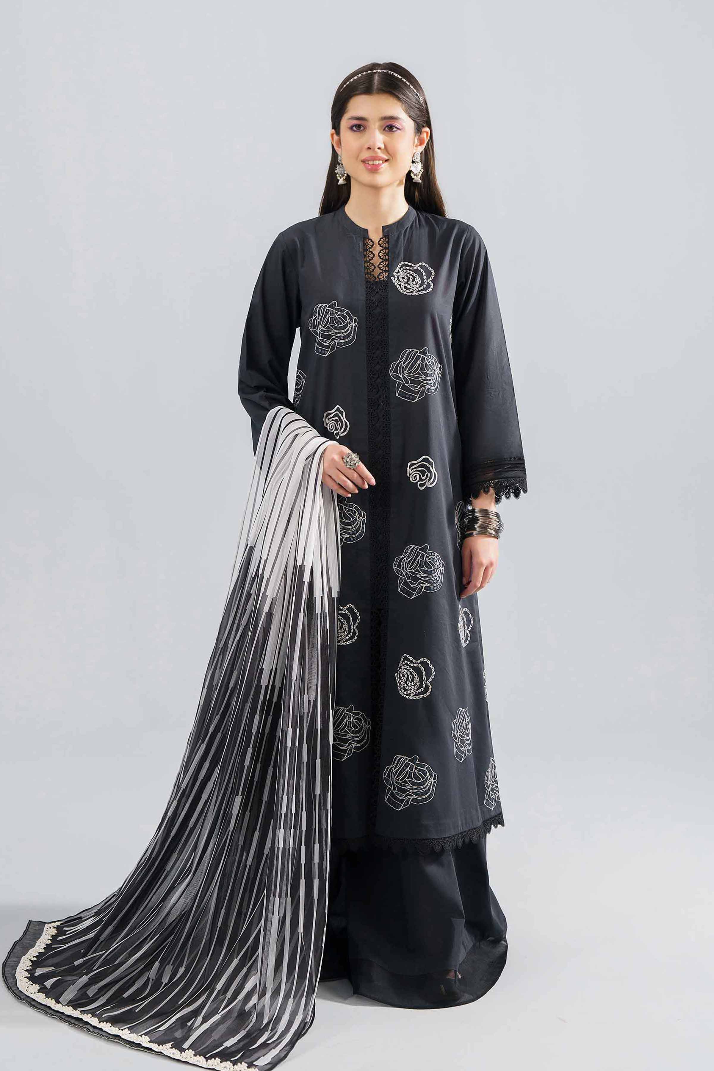 nishat linen black dress Nishat Linen Summer Black & White 2025 Shop Online