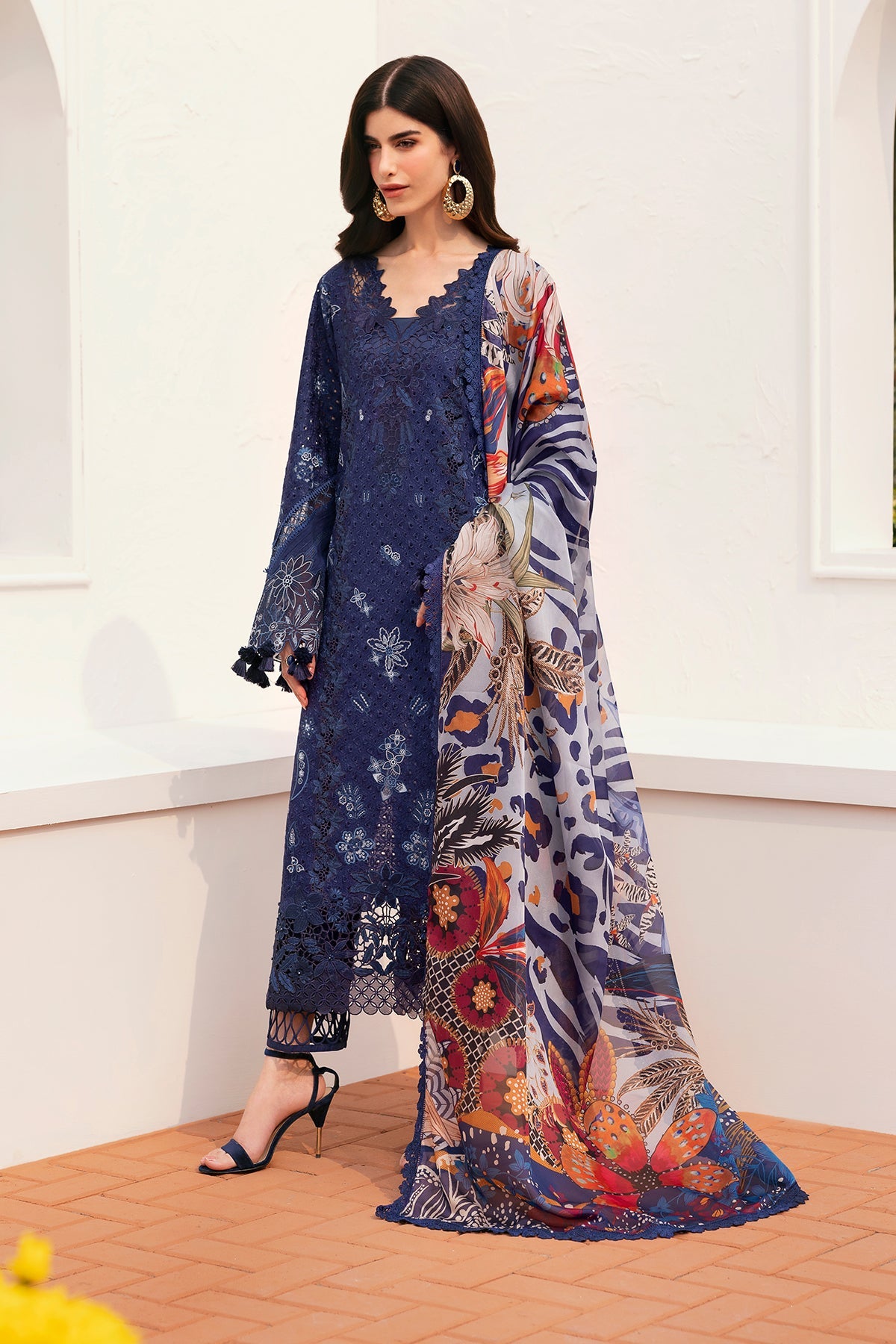 Baroque Navy Blue Pakistani Lawn Suit | EL-D07 | Perfect for Eid YourLibaas Baroque Navy Blue Pakistani Lawn Suit | EL-D07 | Perfect for Eid YourLibaas