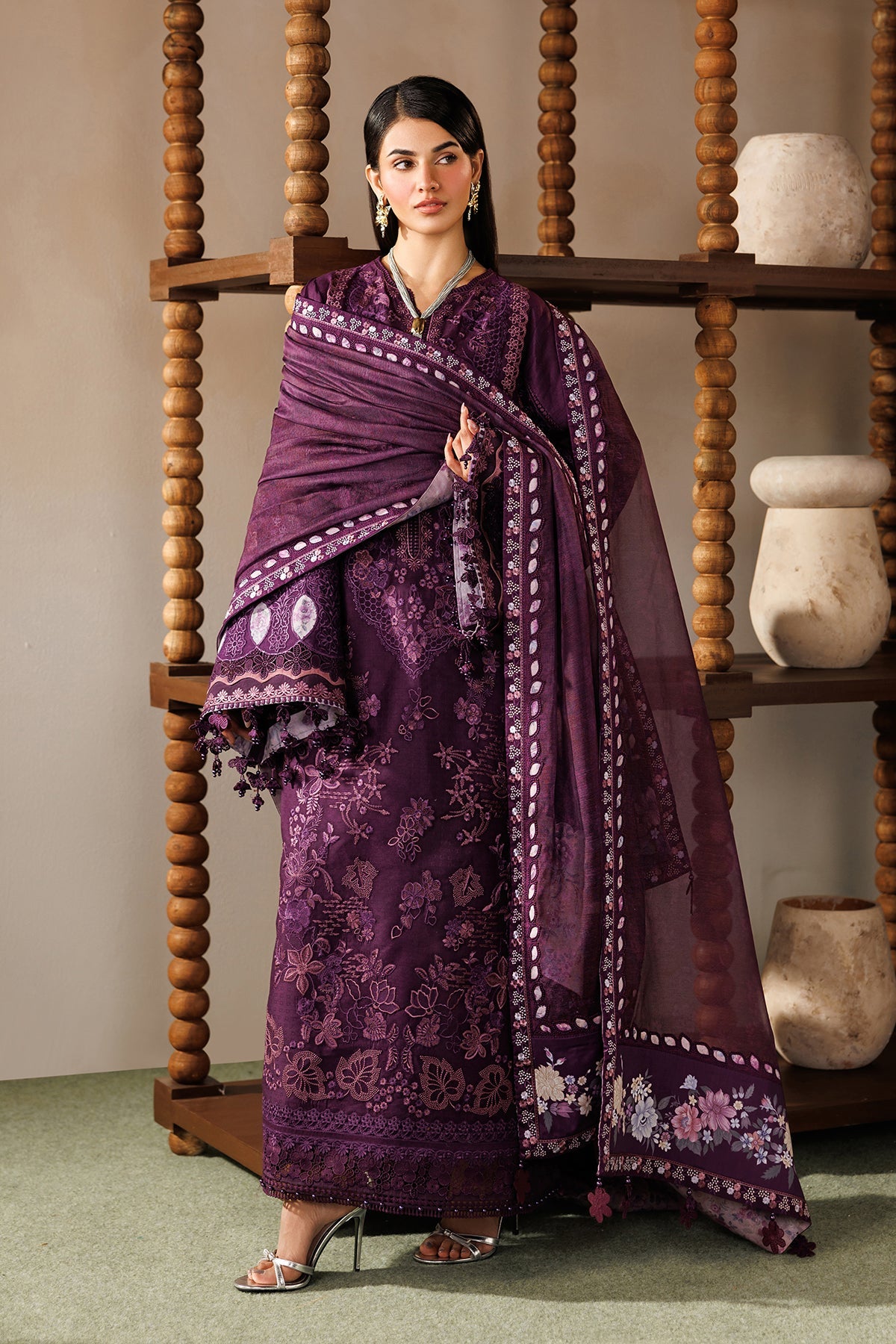 Purple Baroque Embroidered Lawn Pakistani Suit  Luxury Jacquard Dress for  Eid Party  YourLibaas