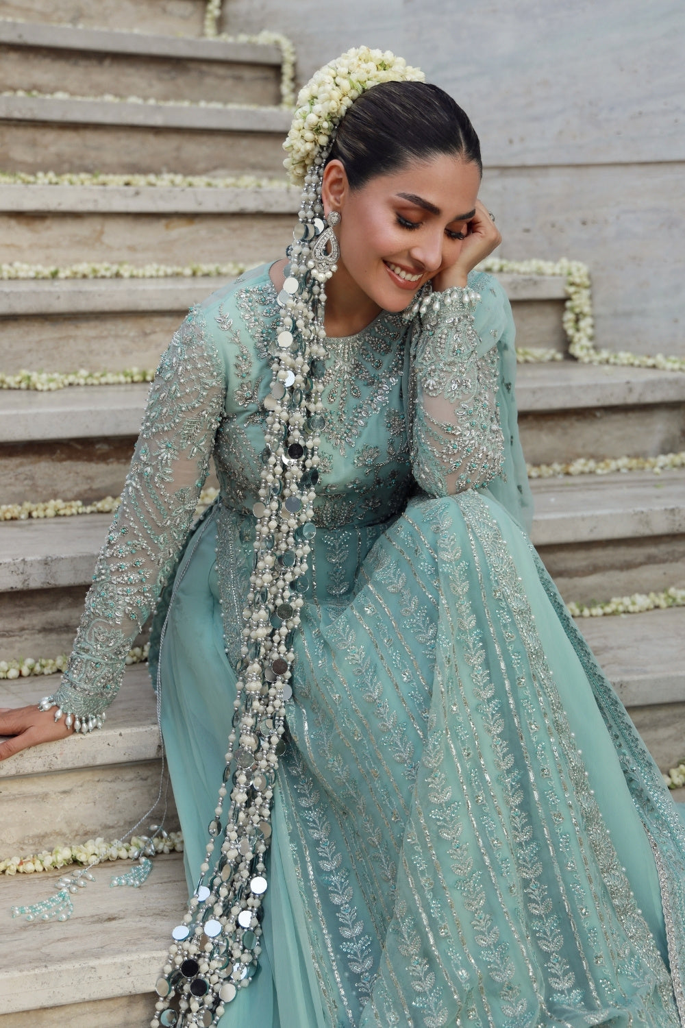Aimal Sea Green Chiffon Suit | Luxury Hand Embellished Pakistani Dress | Gulmina YourLibaas Aimal Sea Green Chiffon Suit | Luxury Hand Embellished Pakistani Dress | Gulmina YourLibaas
