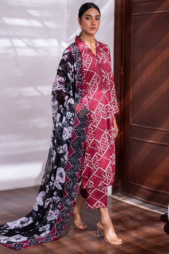 Identic Separates Lawn with Chiffon Dupatta – IDSBDV1-8