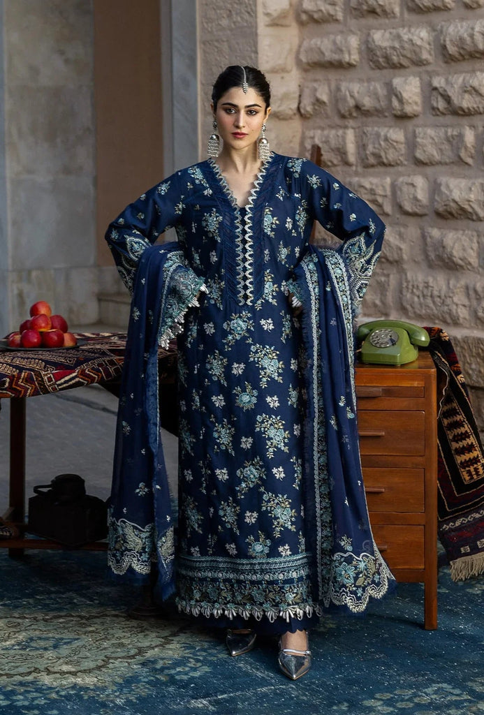 Kahf Karandi with Embroidered Chiffon – KKH-02  AZURE BLUE