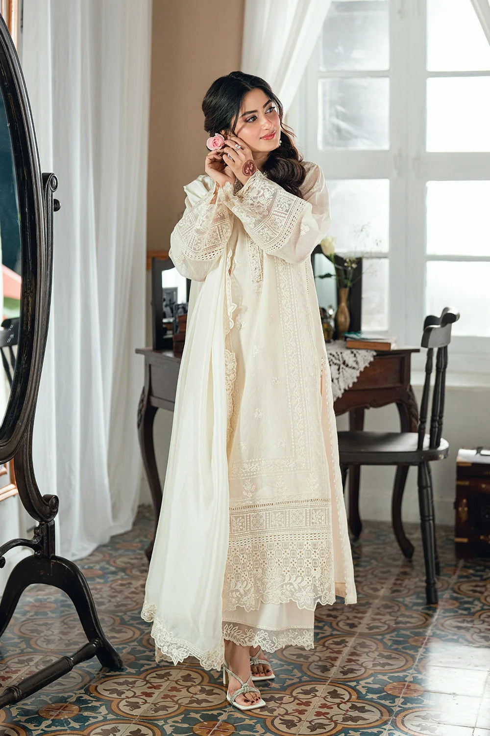 Sajal Ali in Azure's Ivory Petal | Off-White Khadi Net Pakistani Suit | Formal Festive Wear YourLibaas Sajal Ali in Azure's Ivory Petal | Off-White Khadi Net Pakistani Suit | Formal Festive Wear YourLibaas