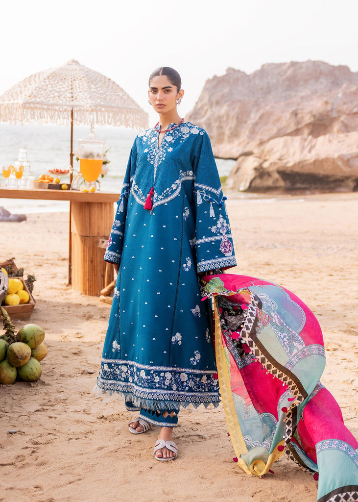 Siraa by Sadaf Fawad Khan Embroidered Lawn Suit Unstitched 3 Piece SDF24SL Zaphira B - Summer Collection