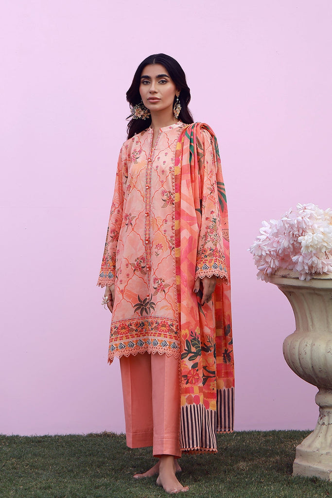 Sahar Mirha Lawn – Peachy Cascade