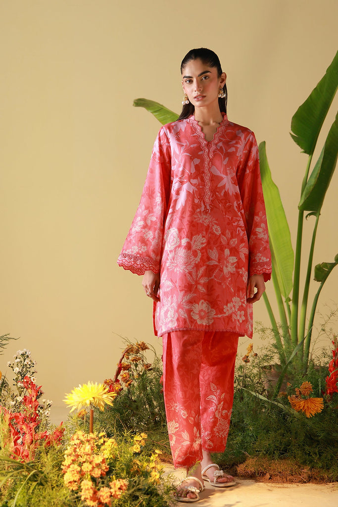 Sahar Mirha 2PC Lawn – Coral Peony