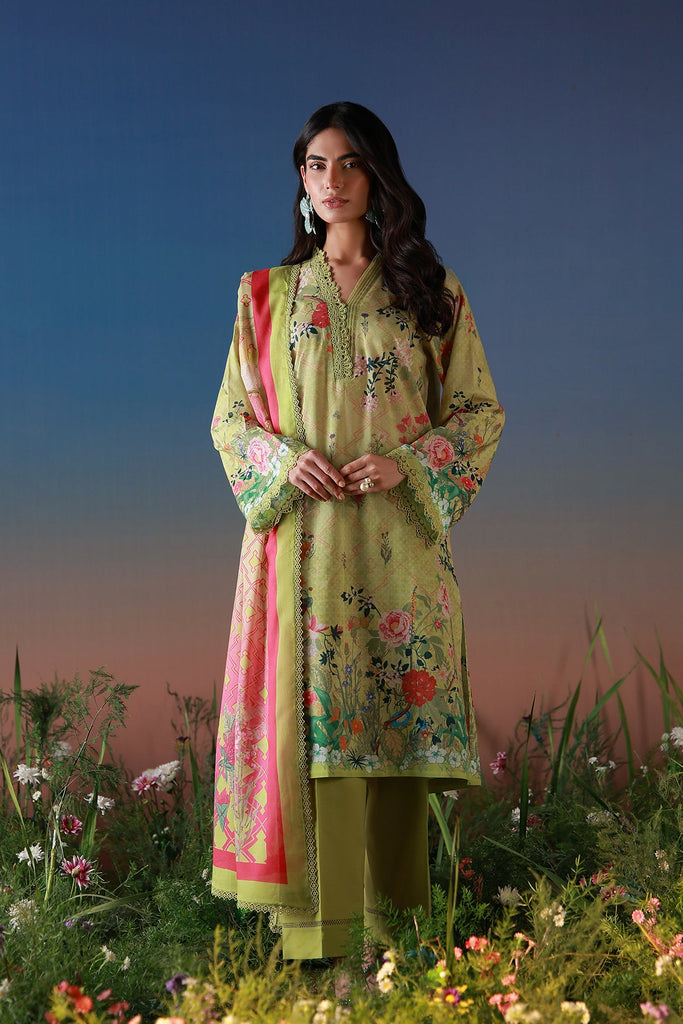 Sahar Mirha Lawn – Olive Petal