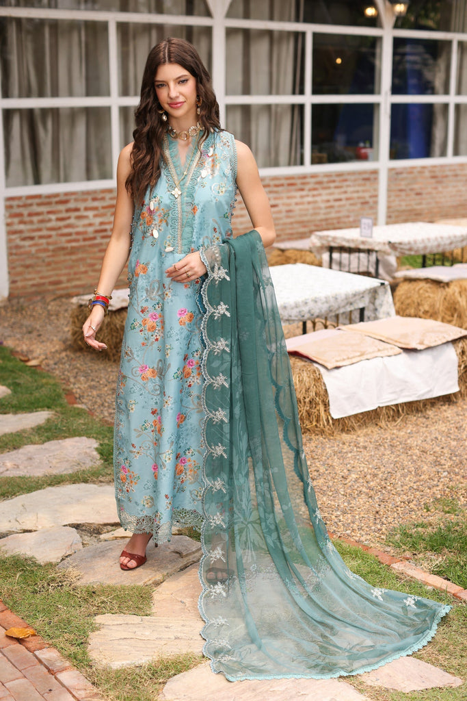 Noor by Saadia Asad Eid Luxe Printkari Lawn Collection – D7 Teal