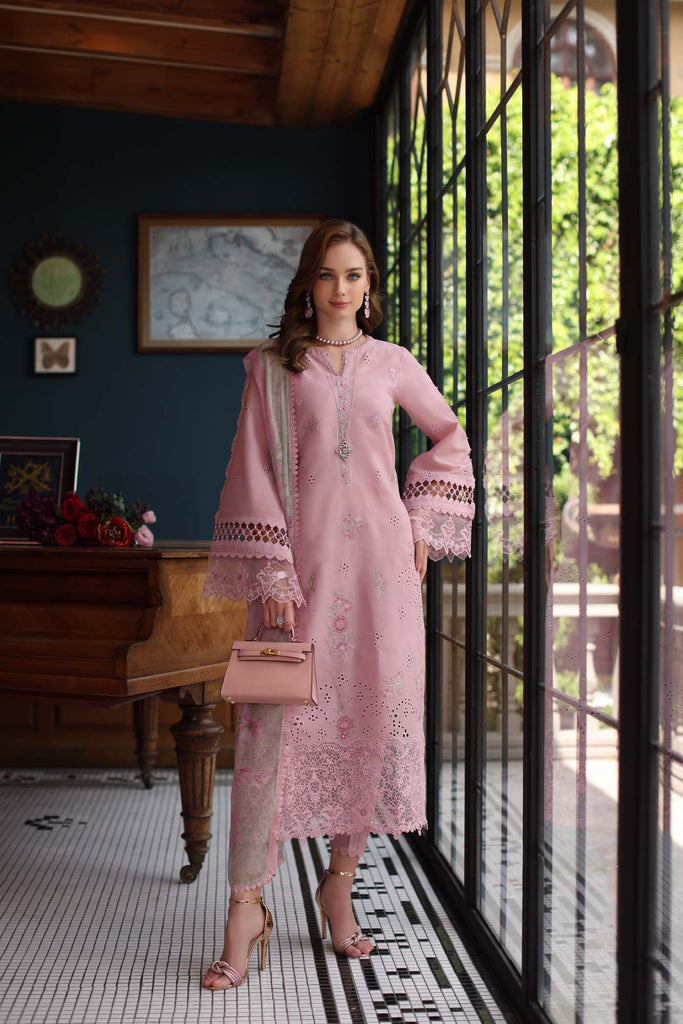 Saadia Asad Eid Luxury Schiffli Laserkari Lawn – D3- Blush Pink