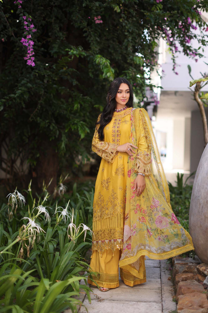 Noor by Saadia Asad Luxury Chikankari Lawn Collection – D8-B Mustard Laser