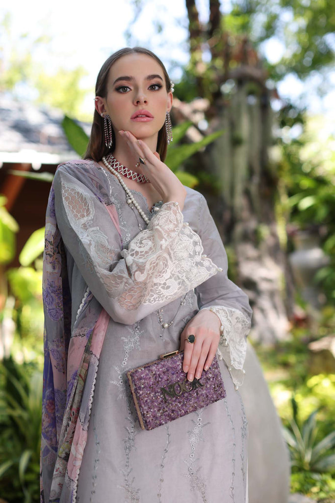 Noor by Saadia Asad Luxury Chikankari Lawn Collection – D1-B Grey Ombre