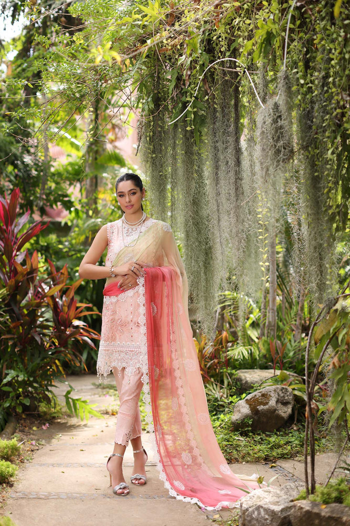 Noor by Saadia Asad Luxury Chikankari Lawn Collection – D7-B Peach multi