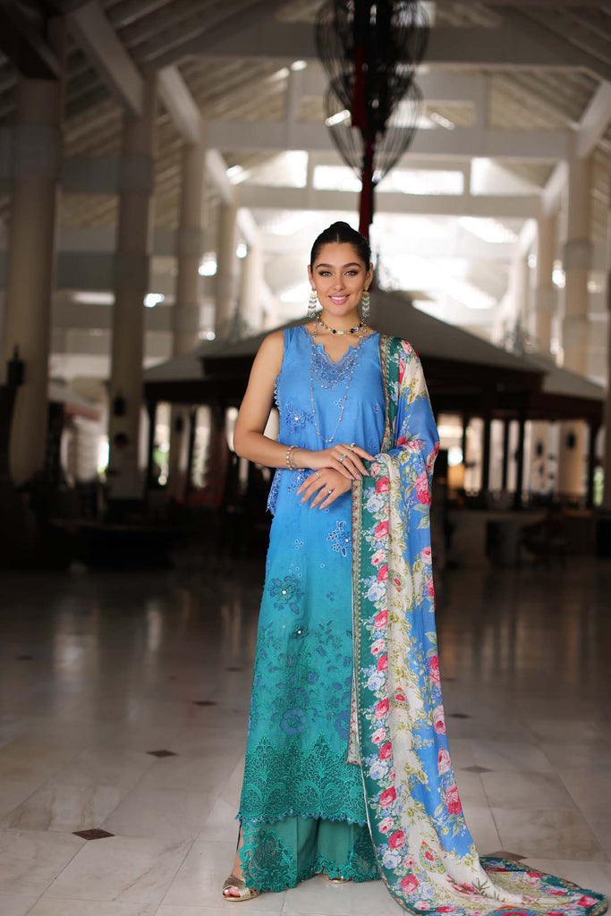 Noor by Saadia Asad Luxury Chikankari Lawn Collection – D5-B Blue Ombre