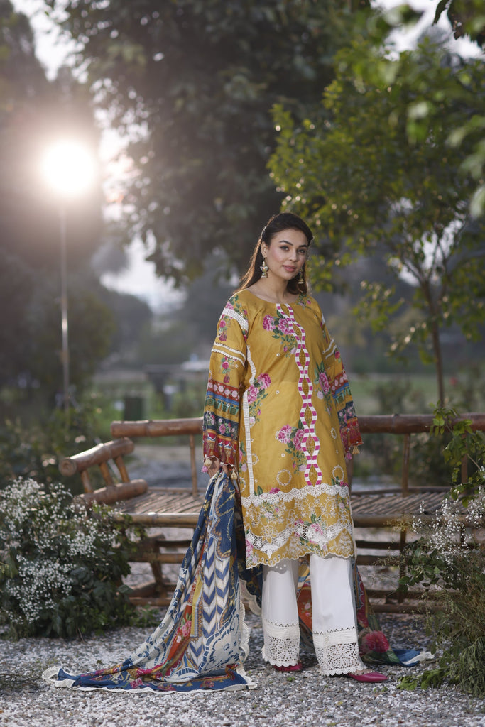 Manara by Maria Asif Baig - Vintage Flora Lawn Collection – CAMELLIA