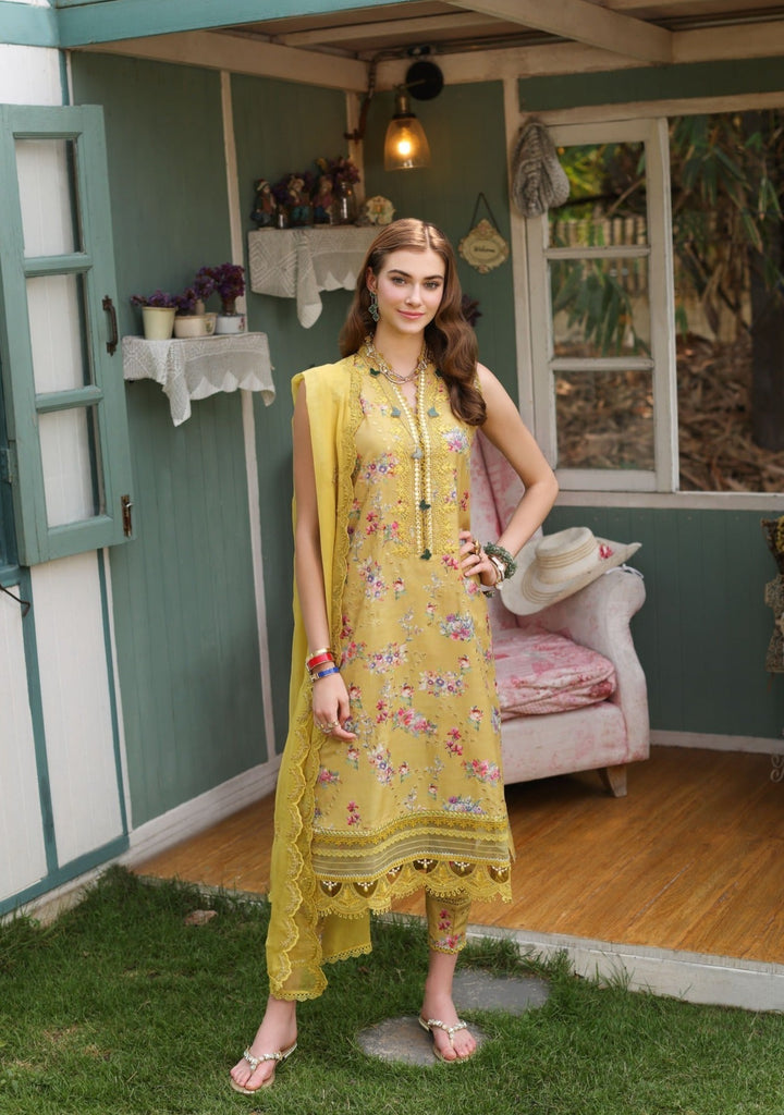 Noor by Saadia Asad Eid Luxe Printkari Lawn Collection – D5 Yellow