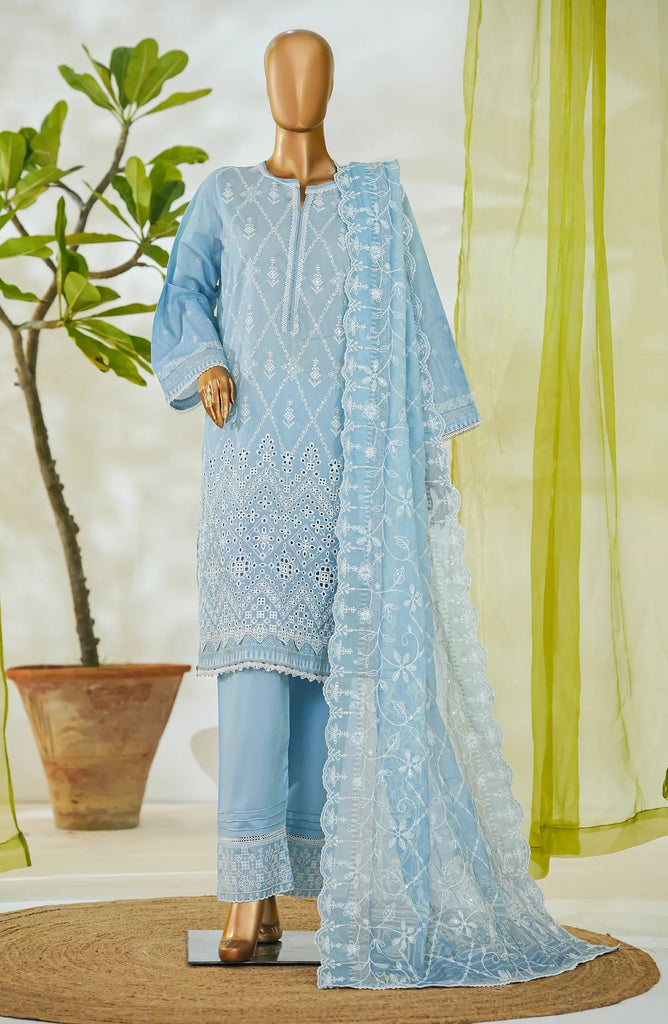 Bin Saeed RTW White & White Embroidered Lawn – 12