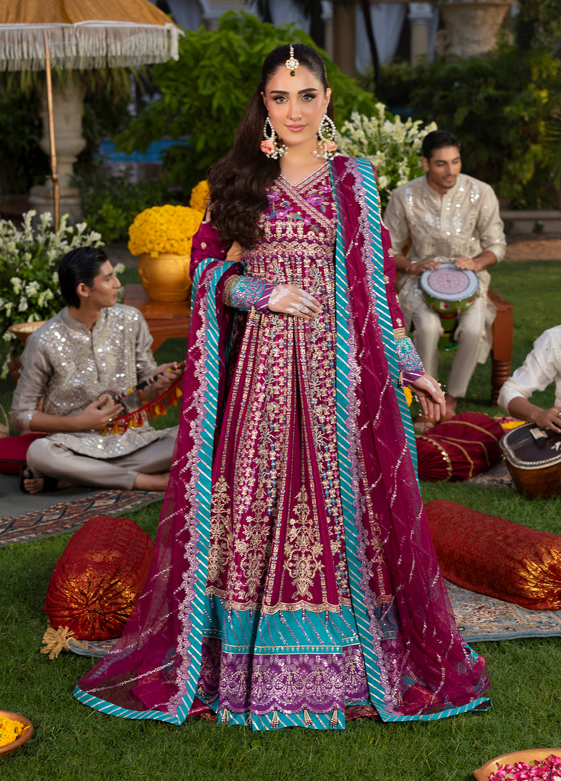 Sahane Magenta Embroidered Raw Silk Pakistani Suit | Sahane Luxury Wedding ...