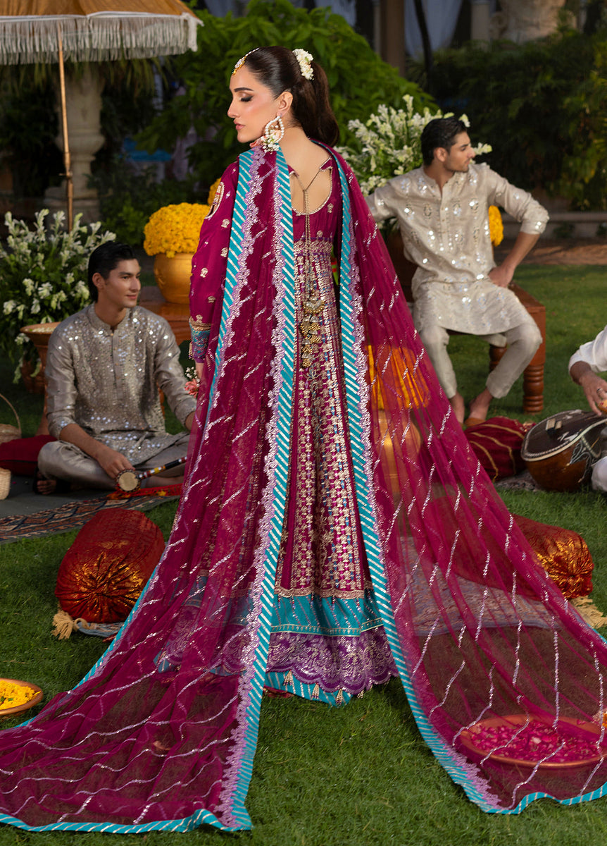 Sahane Magenta Embroidered Raw Silk Pakistani Suit | Sahane Luxury Wedding ...