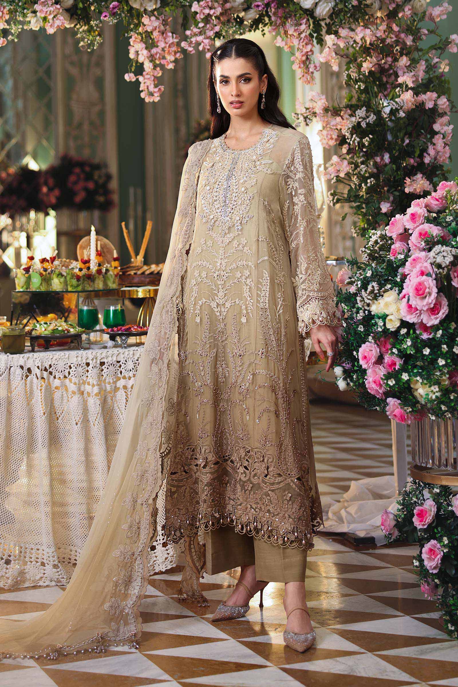 Beige Chiffon Formal Pakistani Suit | Summer Festive Dress YourLibaas Beige Chiffon Formal Pakistani Suit | Summer Festive Dress YourLibaas