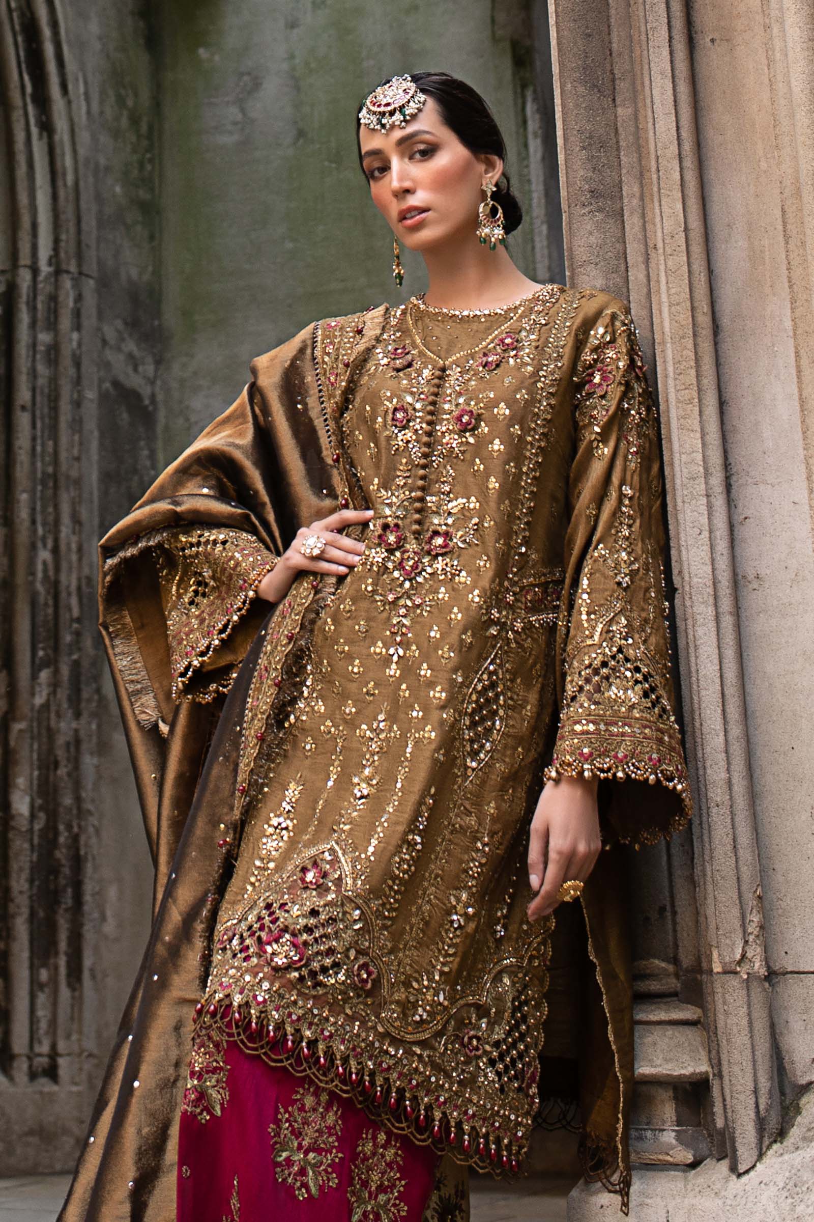maria b silk dress Maria B Eid Dresses Design 2019 Silk Collection 2019 MSK-206-Grey Blue And Rust
