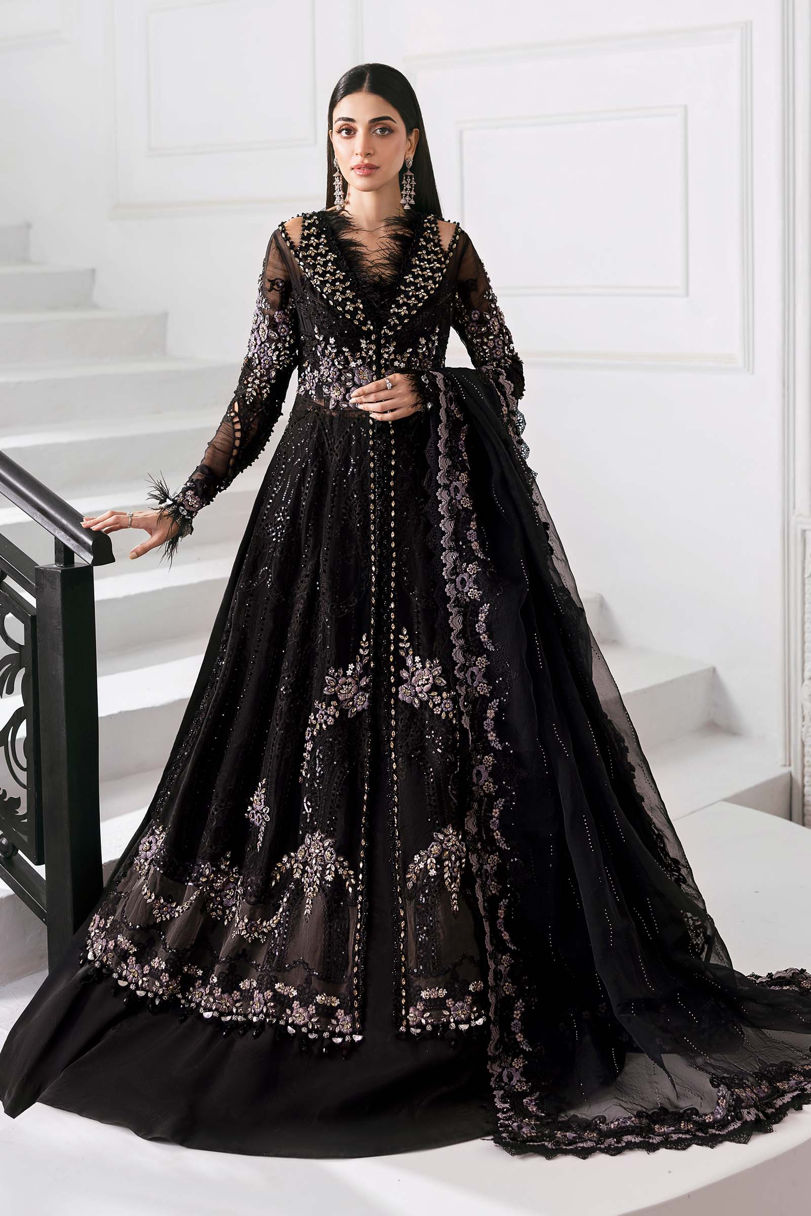 MARIA.B Black Embroidered Organza Pakistani Suit | BD-3004 | Luxury Formal Wear YourLibaas MARIA.B Black Embroidered Organza Pakistani Suit | BD-3004 | Luxury Formal Wear YourLibaas