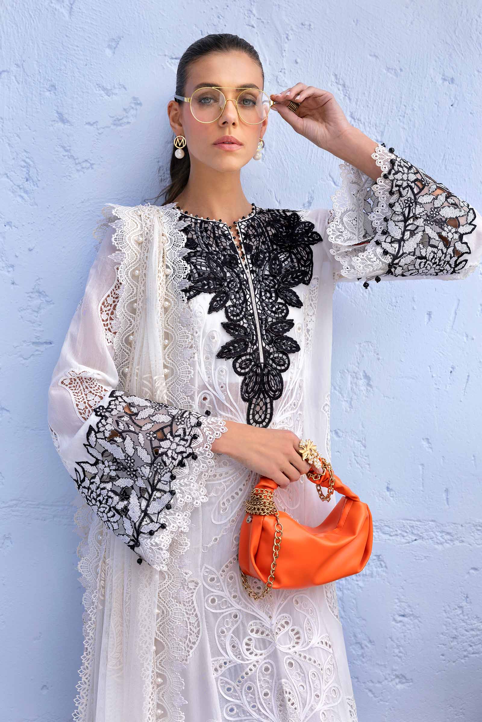 MARIA.B Luxury Lawn Embroidered Off White Pakistani Suit D-2505-A MARIA.B Luxury Lawn Embroidered Off White Pakistani Suit D-2505-A
