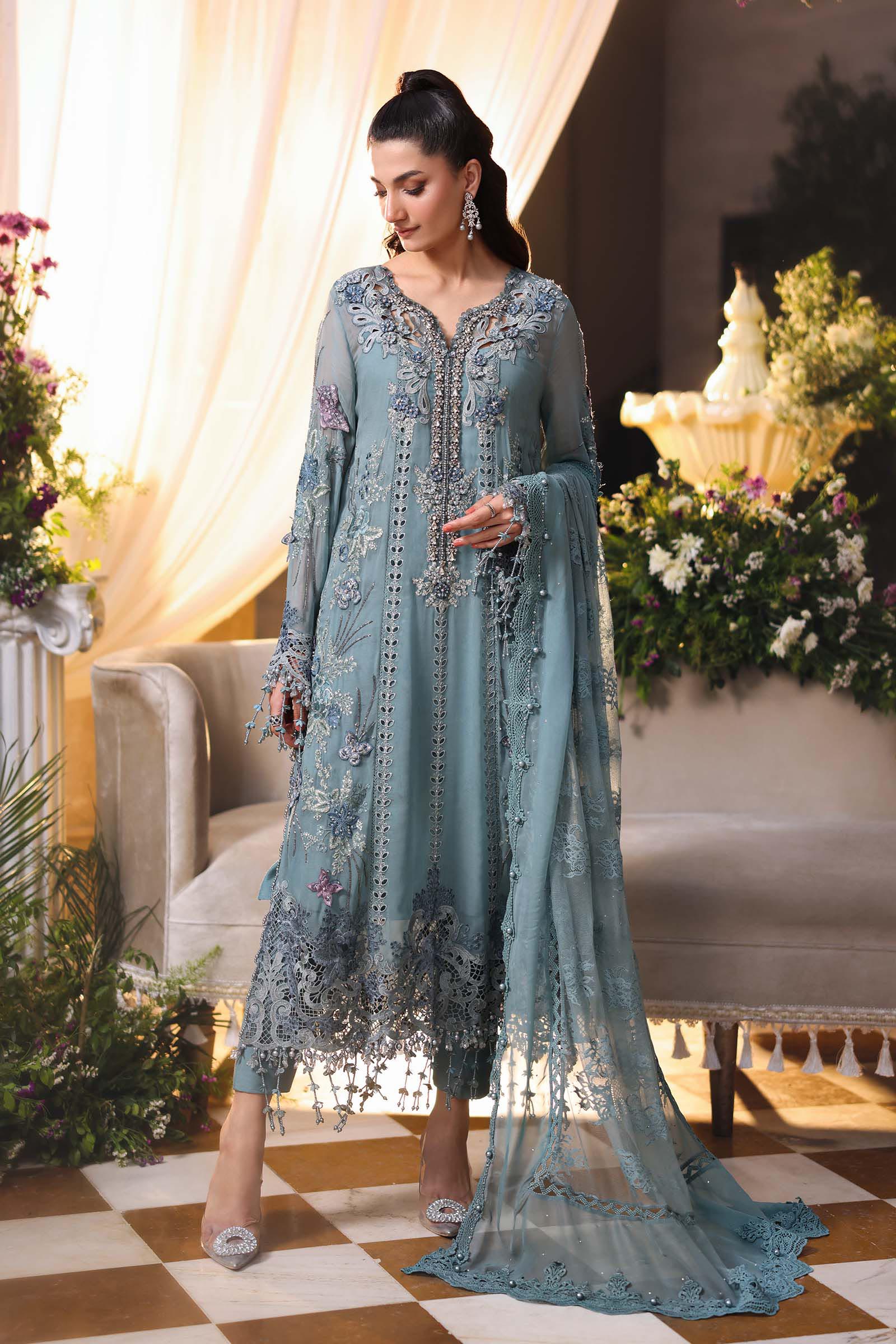 Elegant Blue Chiffon Pakistani Suit for Festive Formal Wear YourLibaas Elegant Blue Chiffon Pakistani Suit for Festive Formal Wear YourLibaas