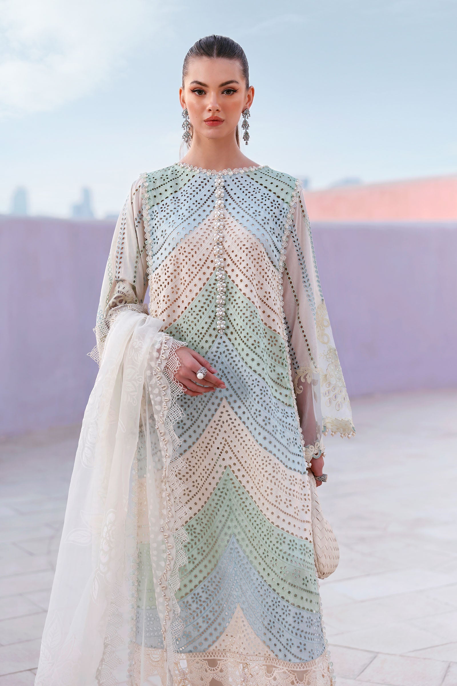 Maria.B Blue & Sea Green Lawn Suit - Embroidered Pakistani Dress for Eid & Summer Parties YourLibaas Maria.B Blue & Sea Green Lawn Suit - Embroidered Pakistani Dress for Eid & Summer Parties YourLibaas