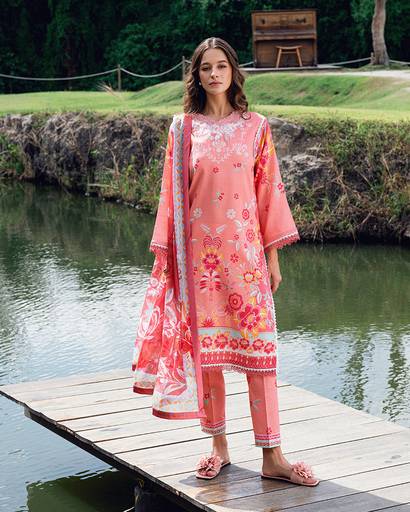 Roheenaz Garden Veal Printed Lawn – Berry Glint