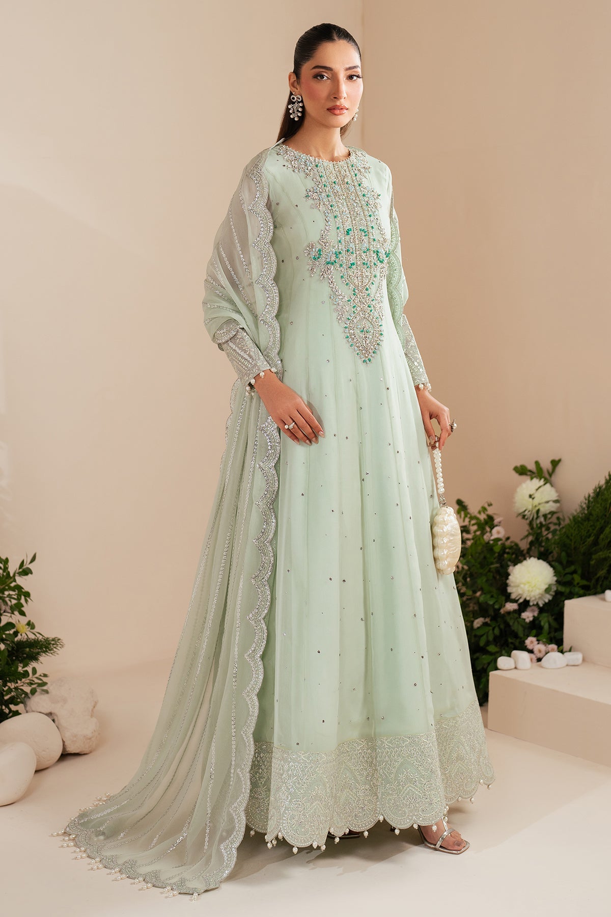 Alizeh Reena Mint Green Pakistani Chiffon Suit | Hand Embroidered Formal Dress | Perfect for Mehndi AF-HM-4035-Rimel YourLibaas Alizeh Reena Mint Green Pakistani Chiffon Suit | Hand Embroidered Formal Dress | Perfect for Mehndi AF-HM-4035-Rimel YourLibaas