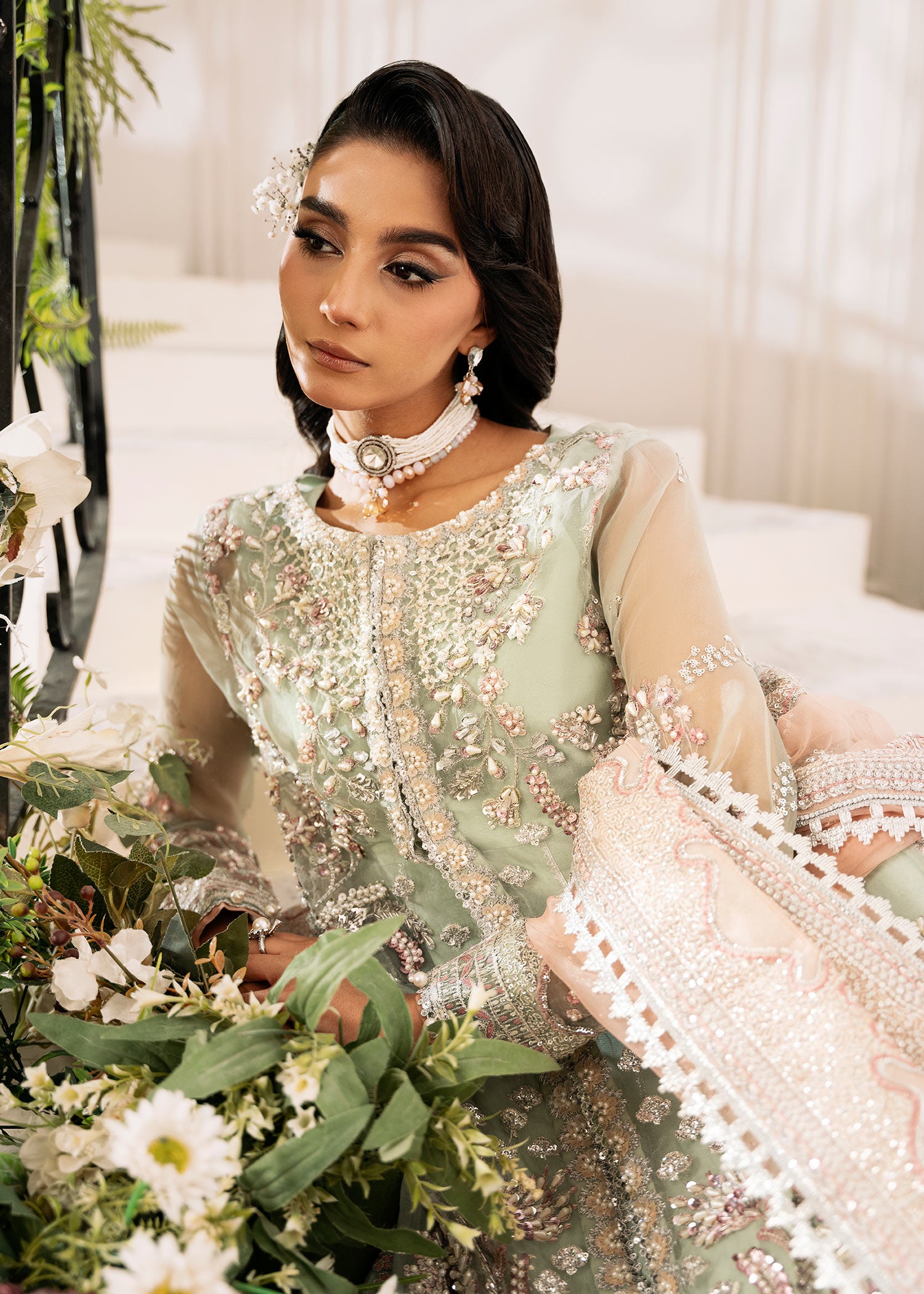 Pakistan Inayat Raj Inayat Luxury Wedding Pakistani Suit: Teal-Tale Organza Dress – YourLibaas