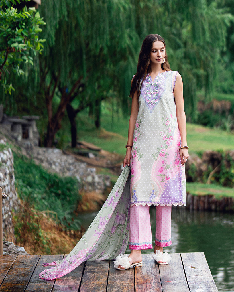 Roheenaz Garden Veal Printed Lawn – Tulip Sugar